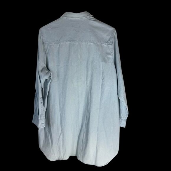 Distressed Denim Shirtdress Light Chambray Sz XL - Picture 3 of 8